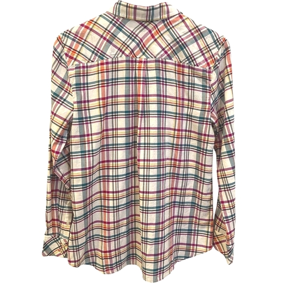 TALBOT'S Poppy Plaid Classic 100% Cotton Shirt Size Large - Picture 3 of 3